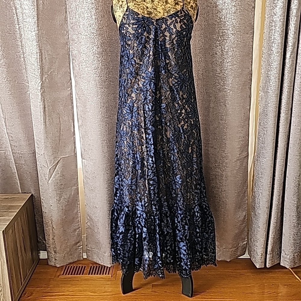 Nwt Anthropologie Moulinette Soeurs Blue Lace Midi Dress - Us 00